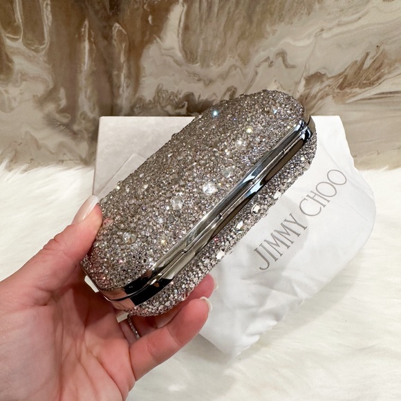 $3k Jimmy Choo Silver Crystal Embellished Cloud Hox Clutch Bag - Picture 8 of 11